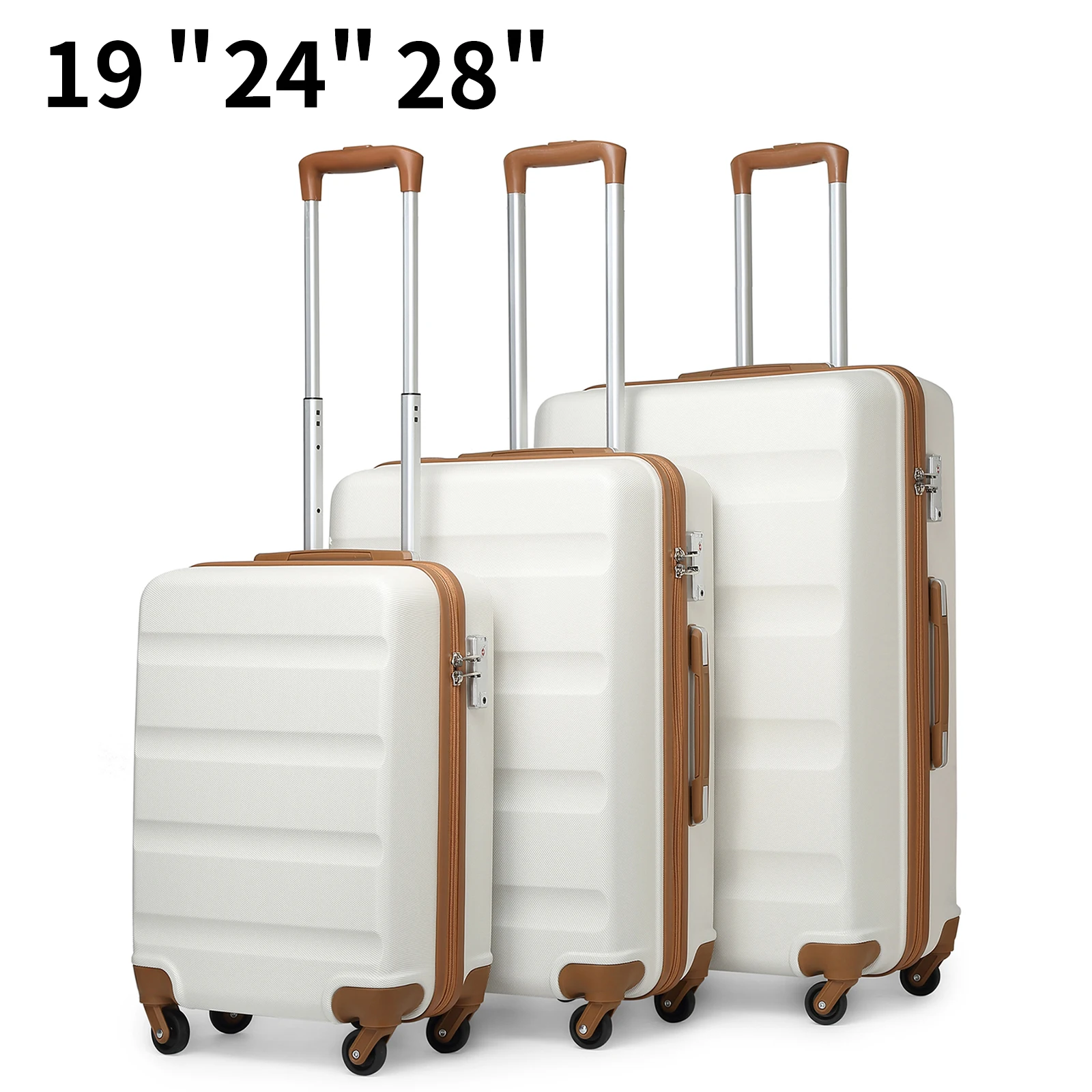 KONO Koffer Leichter Hartschalenkoffer, Trolley Reisekoffer mit 4 Zwillingsrollen & TSA-Schloss, ABS Material（S M L ） – Detail 4