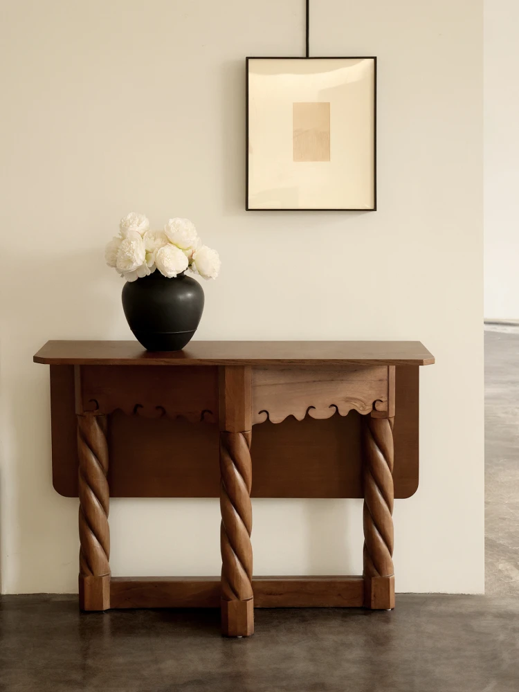 Factory Direct 2026 Top RatedMid-ancient style Xuanguantai, extremely narrow solid wood side cabinet, designer small apartment,