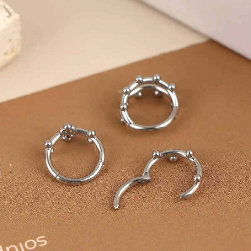 1/2Pcs Stainless Steel Welded Ball Earrings Round Nose Ring Closed Ring Perforated Jewelry For The Human Body