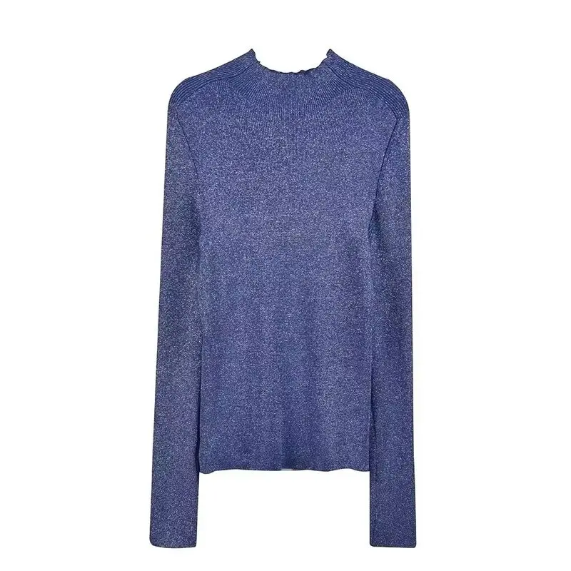 Осень-зима 2024, новый женский длинный вязаный топ све для поездок на работу, облегающий базовый слой с высоким воротником, моющийся