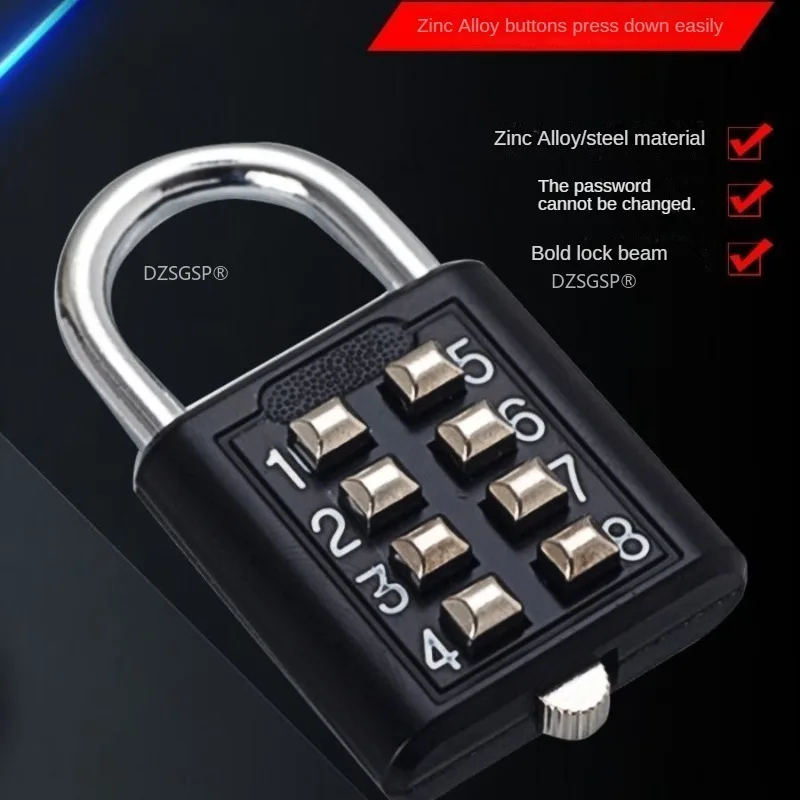 Zinc Alloy Waterproof Button Digital Password Lock Small Locker Luggage Household Lock Dormitory Anti-theft Lock Padlock