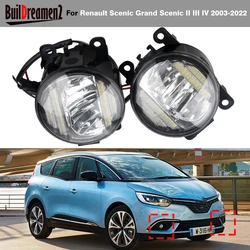 2IN1 30W Car Driver + Passenger LED Fog Light Assembly DRL Daylight 8000LM For Renault Scenic Grand Scenic II III IV 2003-2022