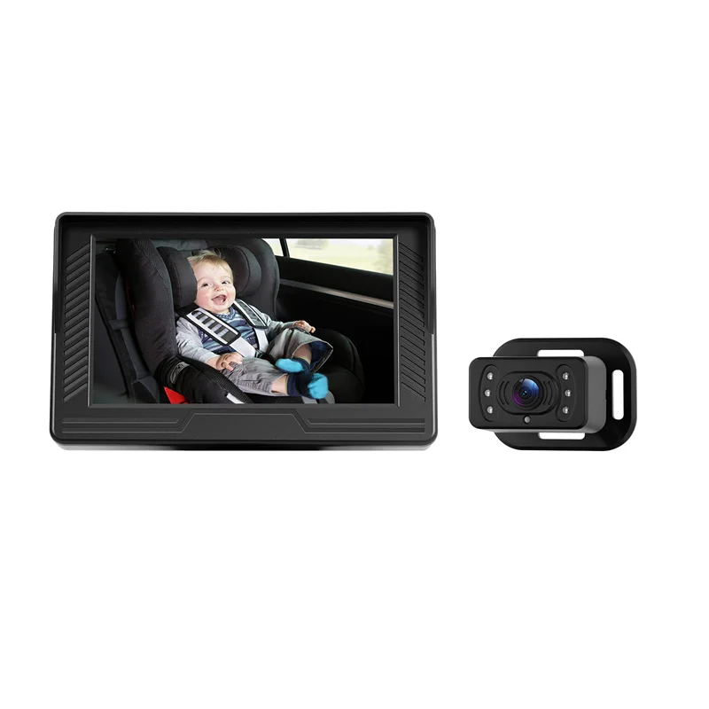 Car Rear Baby Monitor 4.3'' Car Monitor With Camera Night Vision Wide-Angle Real-time Baby Monitoring Stable Mounting
