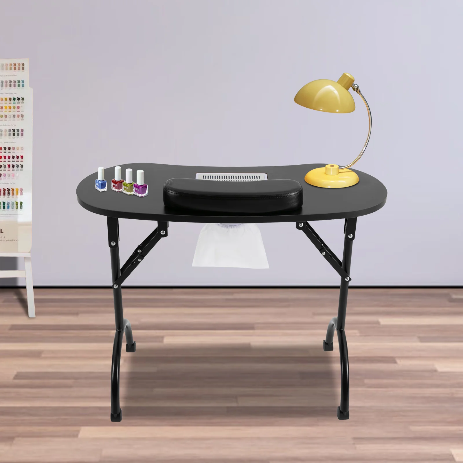 Tavolo per unghie pieghevole con ruote Tavolo per manicure portatile multifunzionale con piano in MDF per la casa