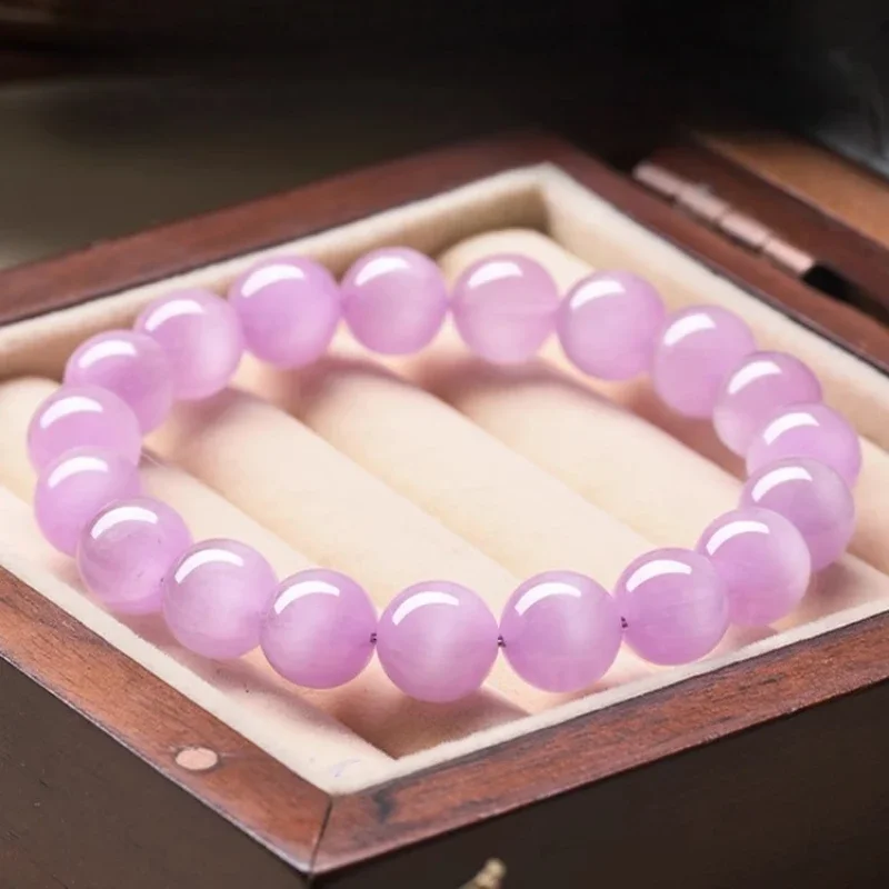 Natural AAA Cat Eye Kunzite Bead Bracelet Ladies' High-end Light Luxury Style Purple Crystal Jewelry Bracelet Carry Certificate