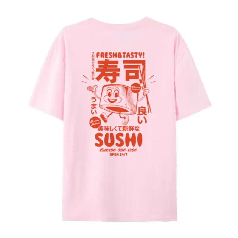 Retroกลับพิมพ์ซูชิกราฟิกTeesผู้หญิงน่ารักอาหารญี่ปุ่นเสื้อยืดขนาดใหญ่Streetwearเสื้อผ้าUnisexแฟชั่นของขวัญ