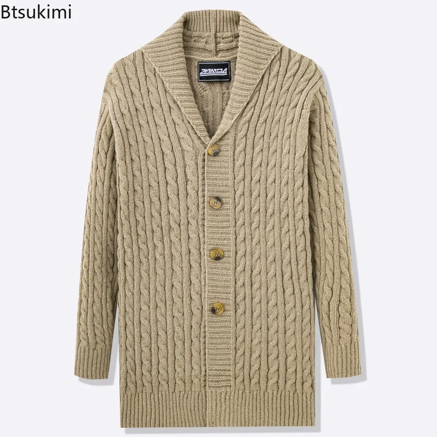 Winter Clothing 2025 Men's Knitted Jacquard Casual Cardigan Jackets Fashion Lengthen Sweater Coats Long Sleeve Wool Knitwear Man