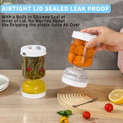 Pickles Jar with Lids Strainer Olives Hourglass Jug Food Storage Kimchi Container Jalapenos Fermentation Kitchen Separator