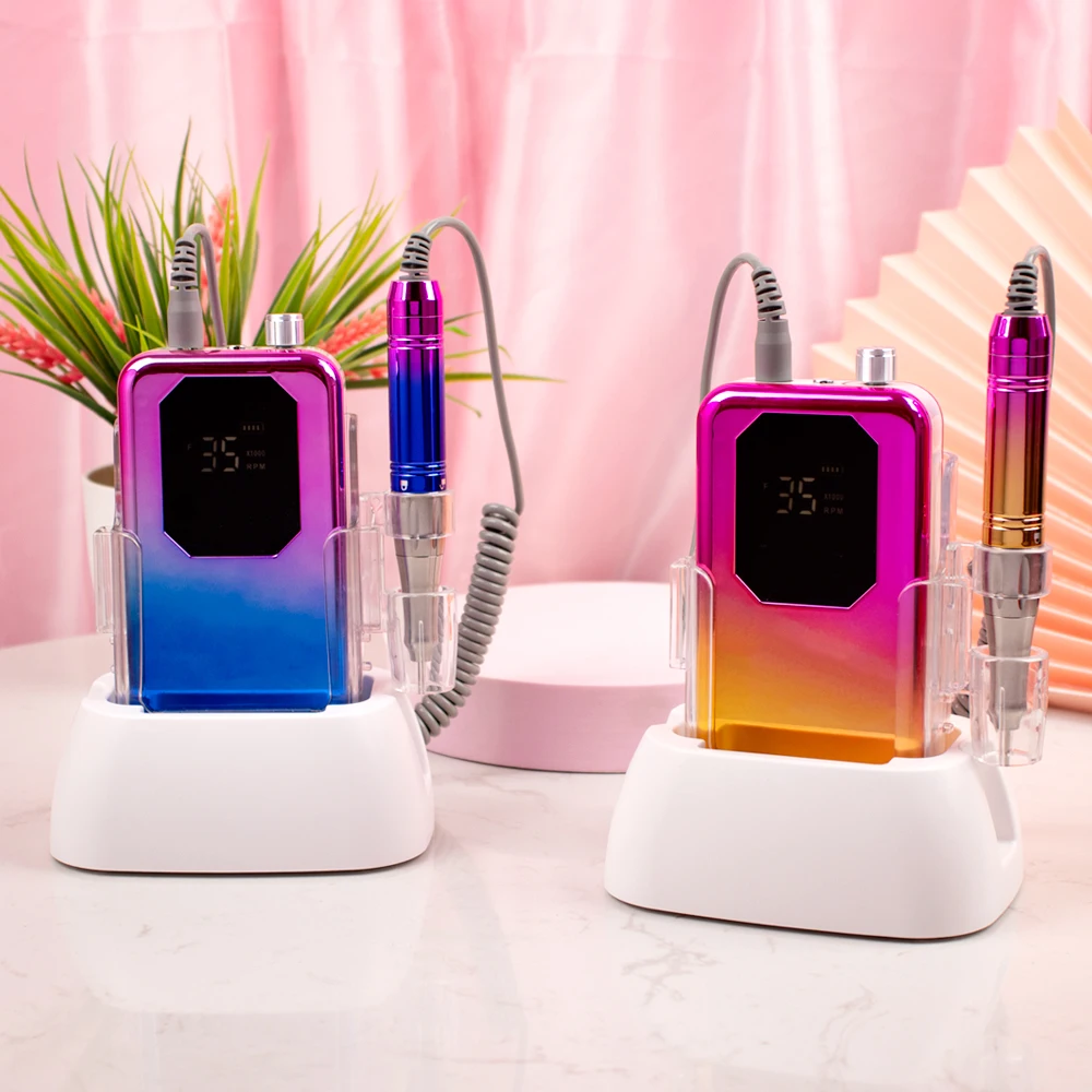 High Power Coreless Motor Nail 65w Boor Oplaadbare 35000 RPM Elektrische Nagelvijl Draadloos Boren met Draagbare Basisstation