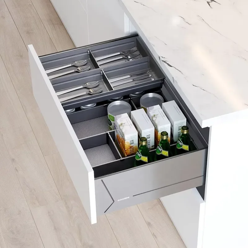 Gold Mine Cabinet Organizer and Accessories Kitchen Pull Out Drawer with Divider Storage Basket for Cabinets
