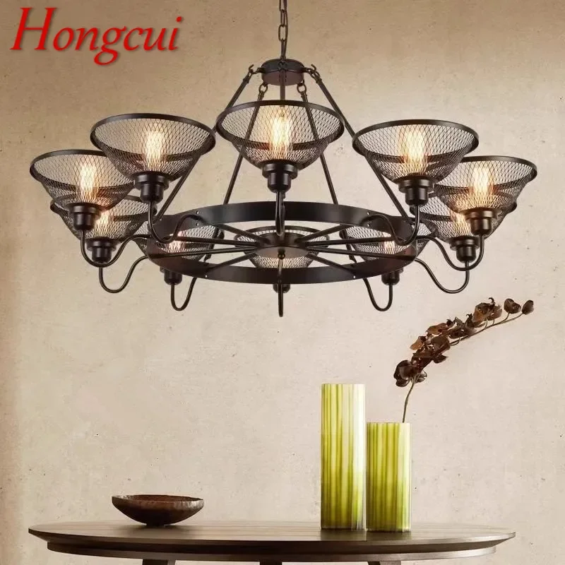 Hongcui American Retro Pendent Lamp Industrial Wind Living Room Restaurant Loft Clothing Store Cafe Bar Box Homestay Chandelier