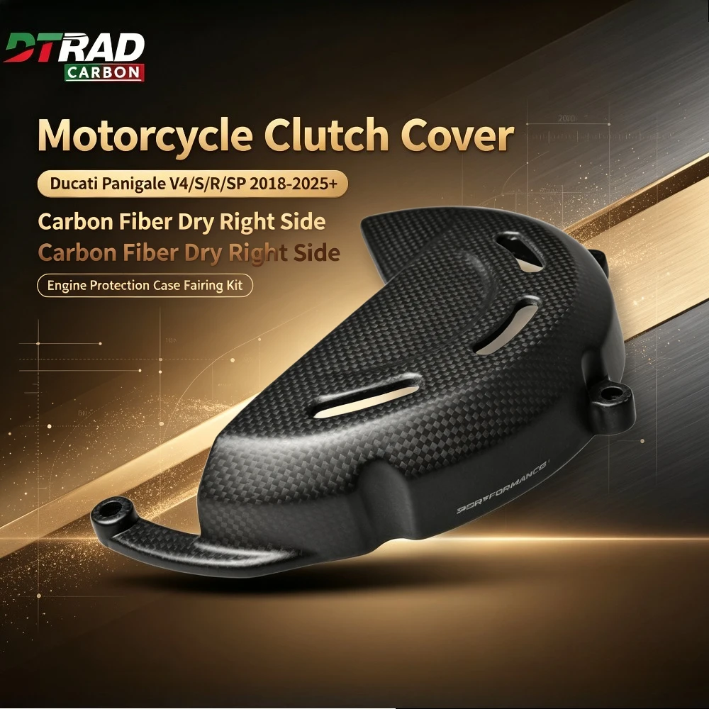 Motorcycle Clutch Cover For Ducati Panigale V4/S/R/SP 2018-2025+ Carbon Fiber Dry Right Side Engine Protection Case Fairing Kit