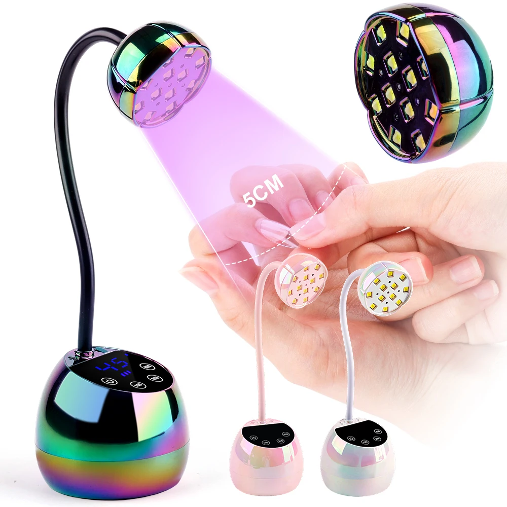 UV LED Nail Lamp, Cordless Gel x Nail Lamp Flash Cure, Auto Sensor Gooseneck Portable USB Gel Nail Dryer U V Light with 4 Timers