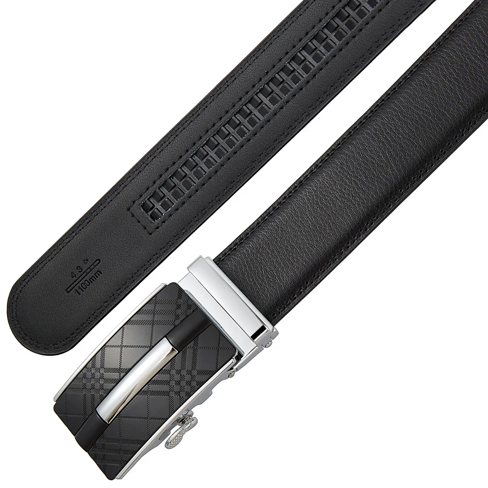 Famous Brand Belt Men Top Quality Genuine Luxury Leather Belts Men Strap Metal Automatic Buckle Men\'s Ratchet Belts No Holes