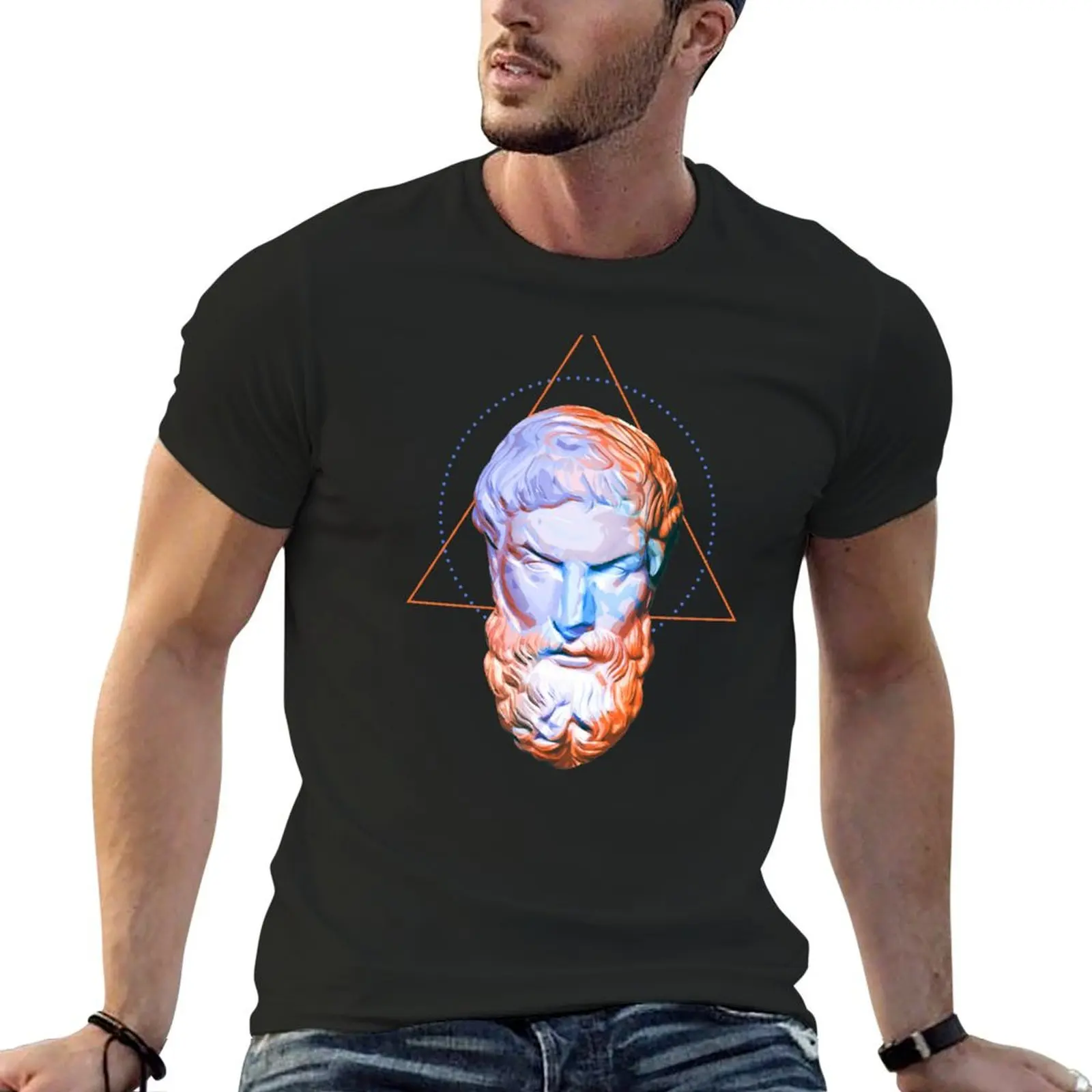 

Epicurus - Colorful Geometric Portrait T-Shirt anime figures plus sizes sweat mens white t shirts