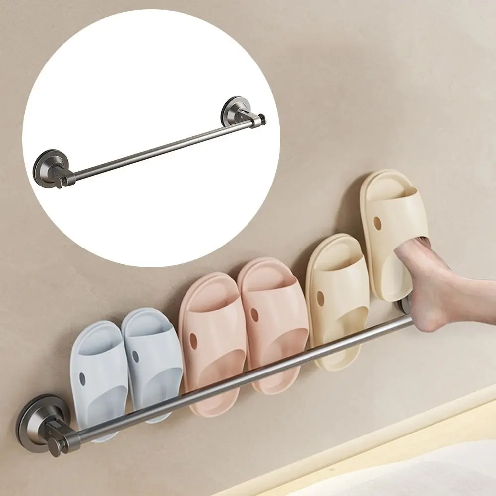 No Punching Strong Suction Cup Towel Rack Non Perforated Wall Mounted Single Pole Towel Holder Slipper Rack Towel Pole