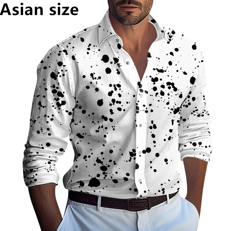 

Retro Men's Long Sleeve Shirt Casual 3D Printing Casual Fashion Hawaiian Men's Lapel Button Down Tops Personality Unisex Blouse