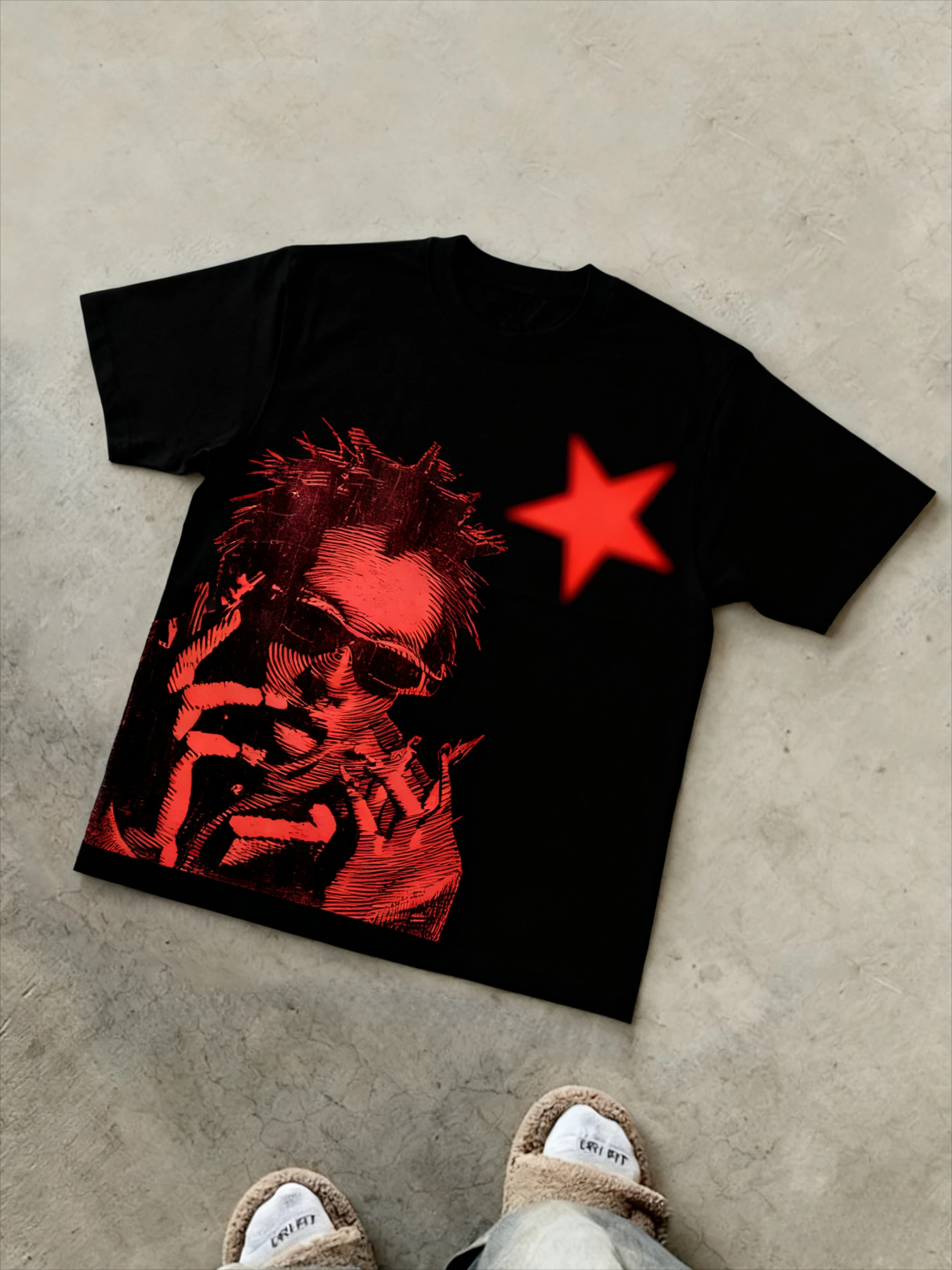 خمر الشارع مجردة صورة طباعة القطن تي شيرت الرجال Y2K الصيف قصيرة الأكمام المعتاد تي شيرت الشارع الشهير المرأة المحملة القمم #3