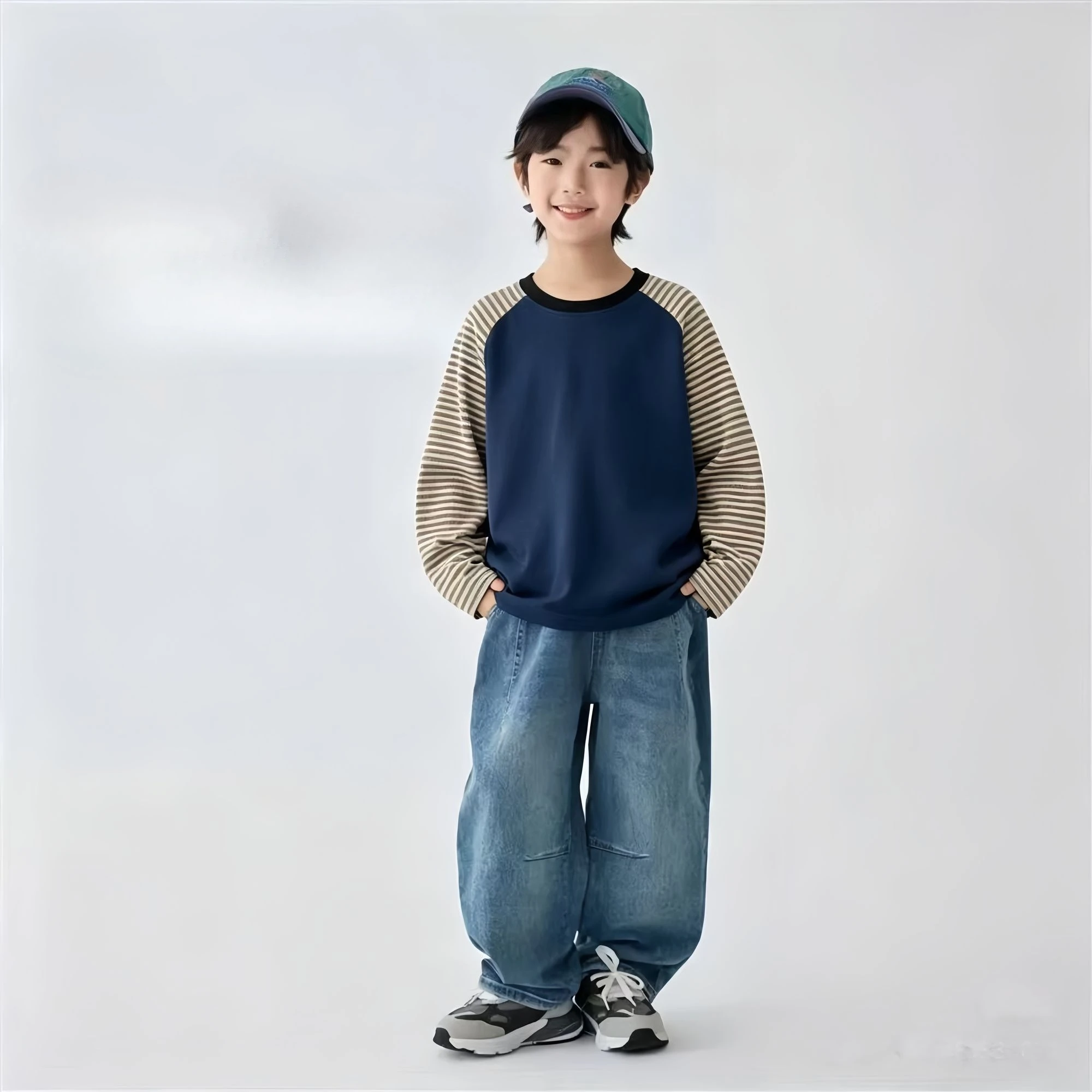 Autumn Baby Boy Long Sleeve T Shirt Color Block Raglan Patchwork Casual Tops Kids Toddler Fall Clothing