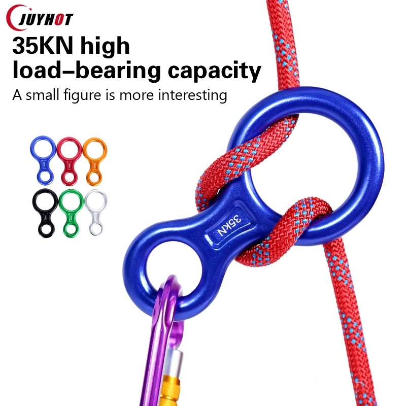 Random 1Pcs Rock Climbing Descender 35KN Outdoor 8-Shaped Ring Descent Device For Mountain Climbing And Escape Slow Descent Gear