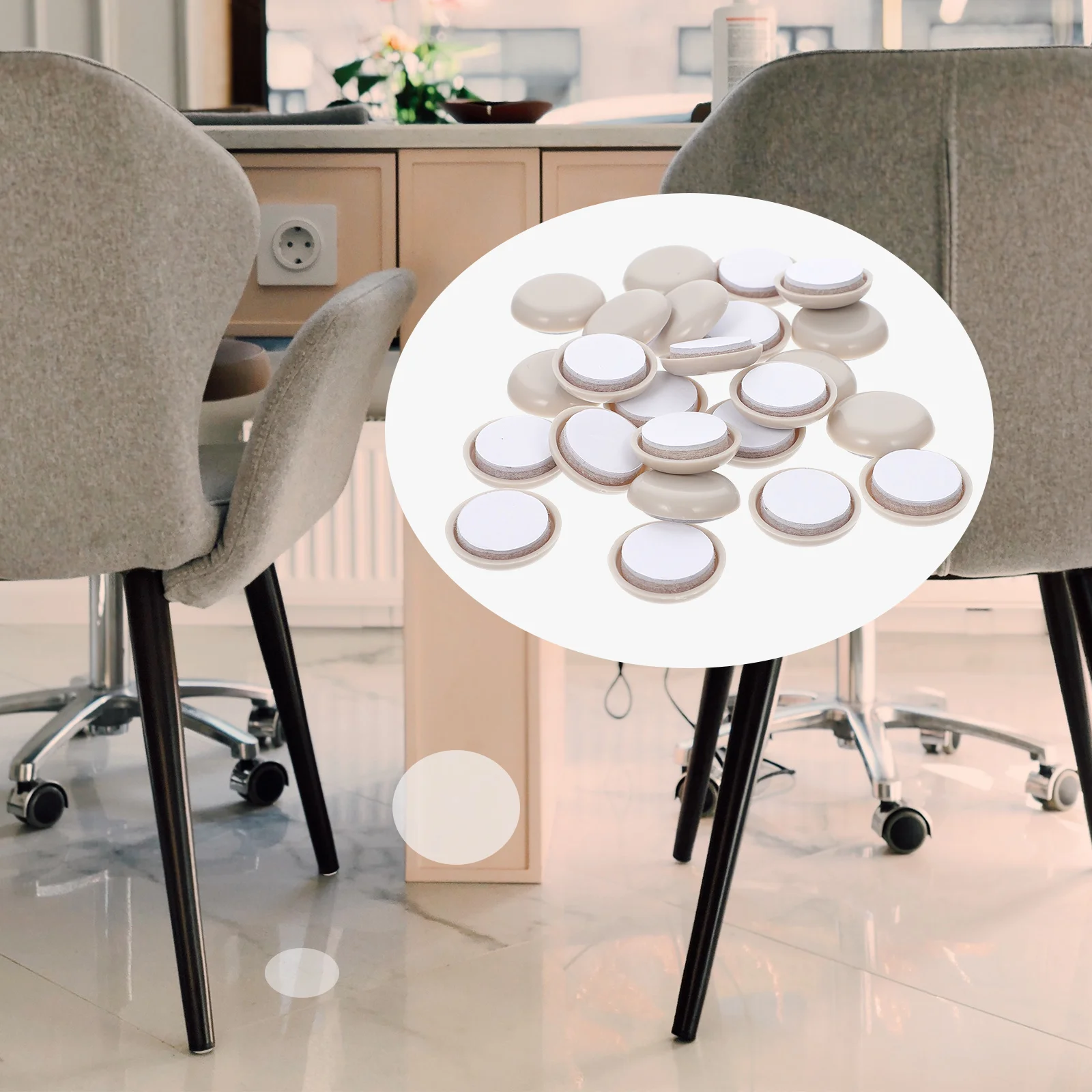 24 Pcs Area Rugs Table and Chair Furniture Floor Mat Sliders for Self-Stick Movers Rail Protectors Moving Pads Beige Adhesive