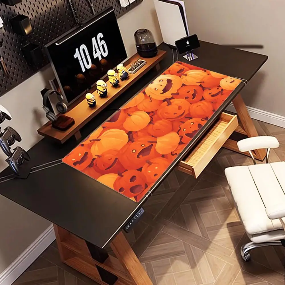 XXL Cute Halloween Pumpkin Mouse Pad Computer Laptop Orange Autumn Keyboard Mouse Mat Large Mousepad Keyboards Gamers Desk Mat