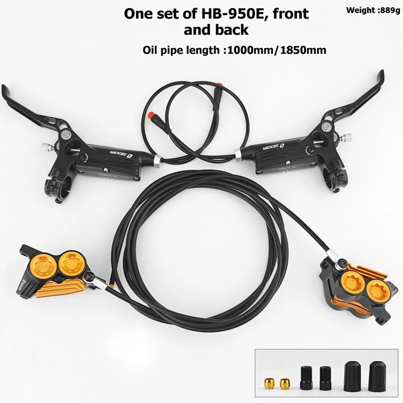 Super Sale ZOOM HB-950E MTB 4 Piston Hydraulic Disc Brakes Set, Front 1000mm Rear 1850mm Electric Bicycles, E-Bikes,79bikes, Etc