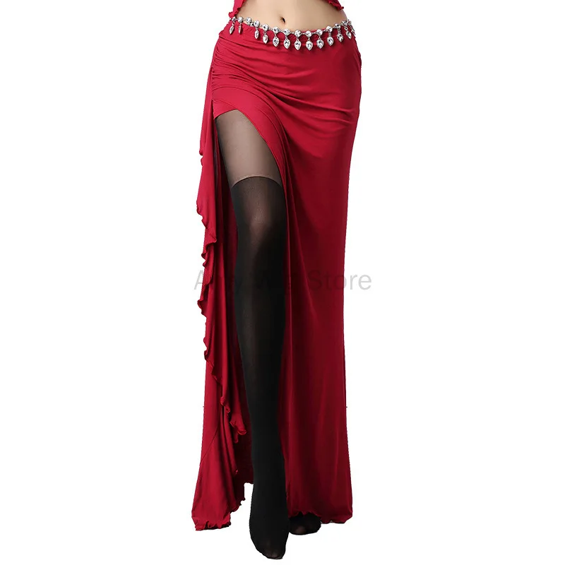 

Modal Belly Dance Skirt Long Belly Dancing Skirt for Women Dancer Costume Sides Slits Carnival Outfit