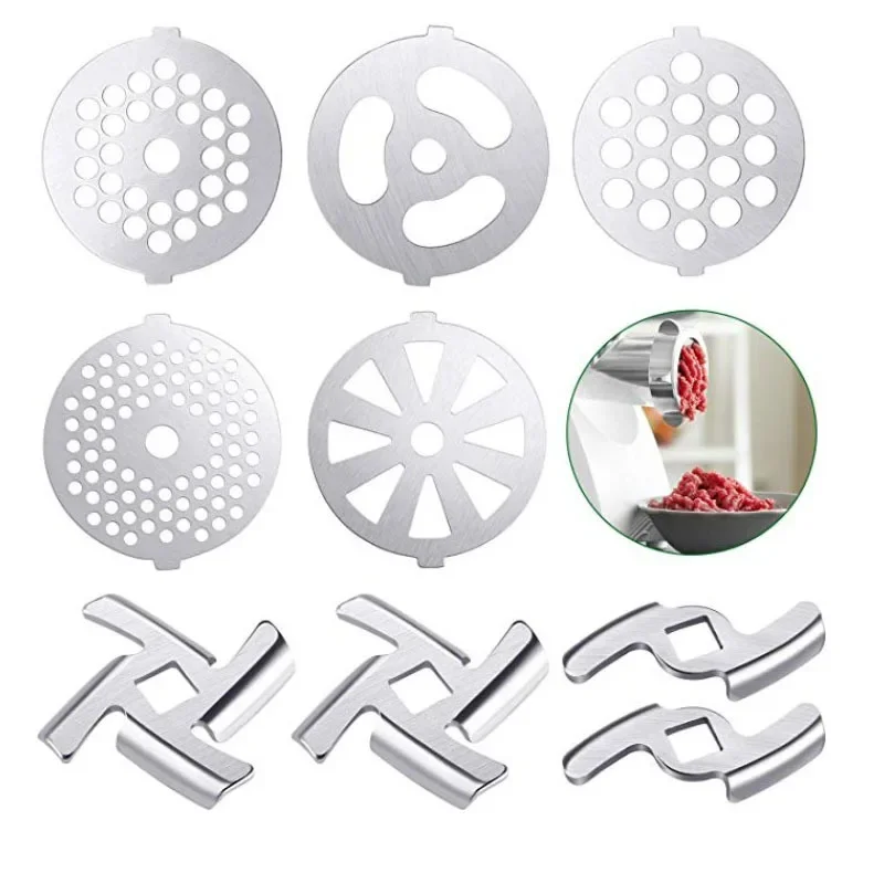 5 # Meat Grinder Blade Meat Grinder Cutting Plate Stainless Steel Knife Mesh, Food Meat Cutting Grinding Machine Accessories