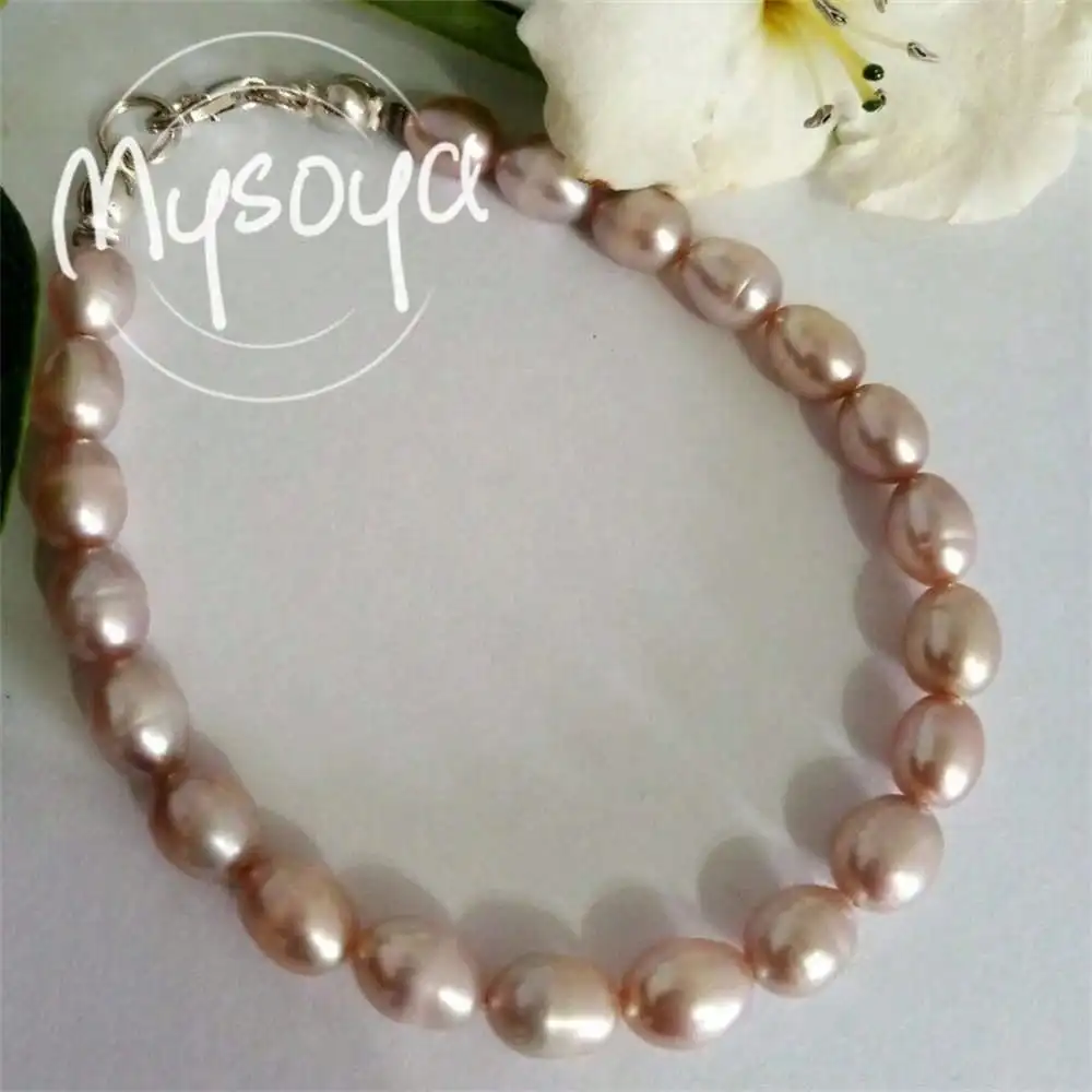 

MYSOYA розовый пресноводный браслет с жемчугом в форме риса 7-8 мм, подарочная коробка с жемчугом, подарок на день рождения, подарок на день рождения, подарок на годовщину, подарок на вечеринку