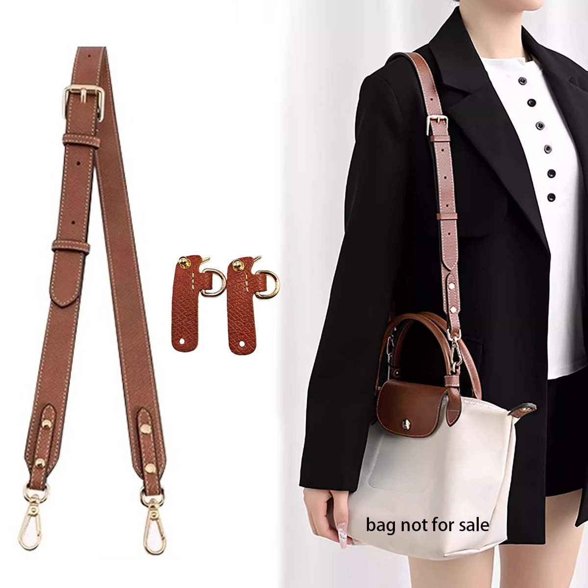 

Leather Bag Shoulder Strap for Longchamp Terra Short Handle Small Bag Modification Without Punching Strap Bag Accessories
