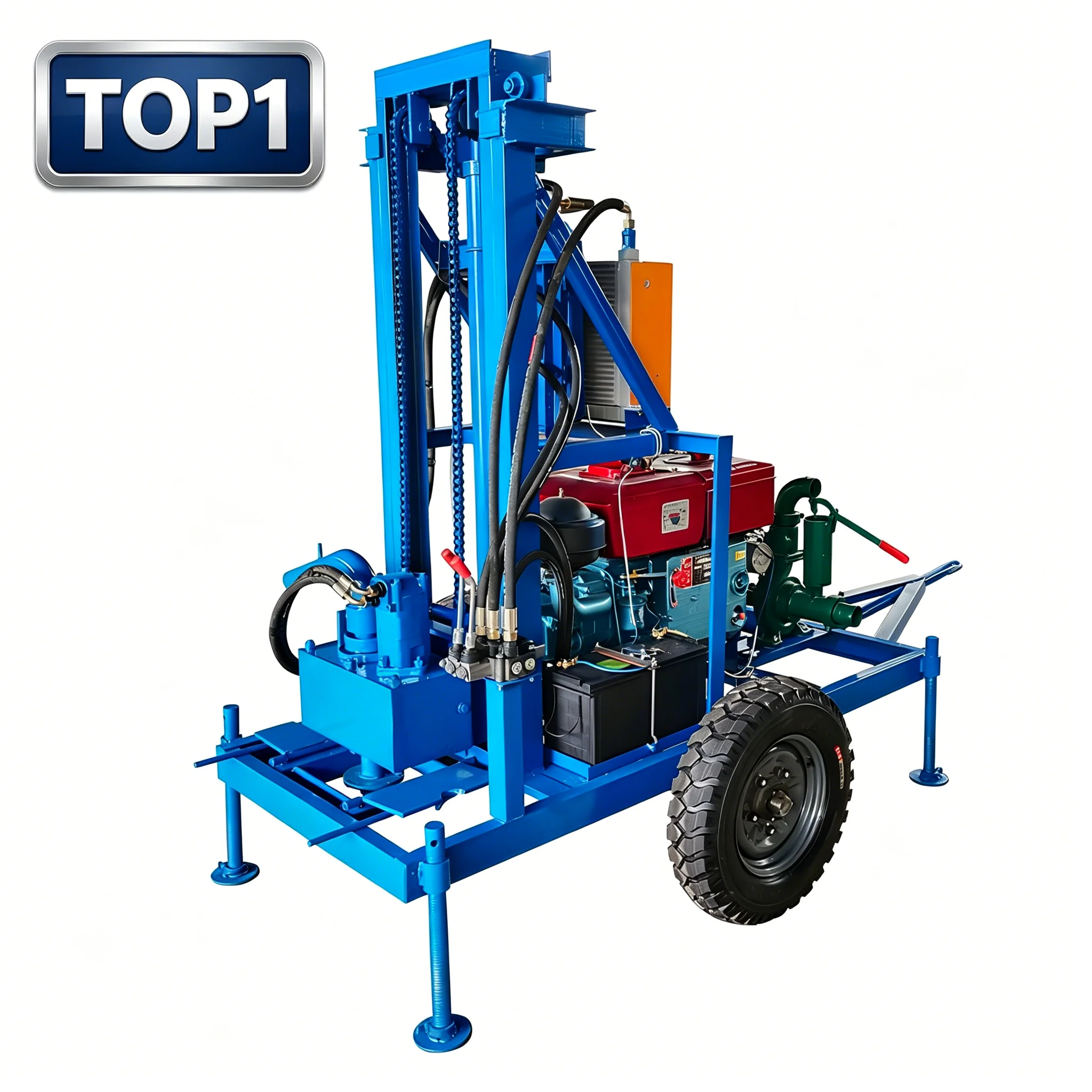 Portable Farm Water Well Drilling Rig Rotary Steel Structure 80m Depth Electric for Farmland Borehole Water Well Equipment