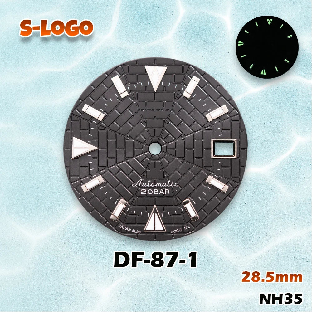 Cobweb Texture Dial 28.5mm for NH35 | S Logo & C3 Green Luminous | High Quality Men's Watch Modification Accessories