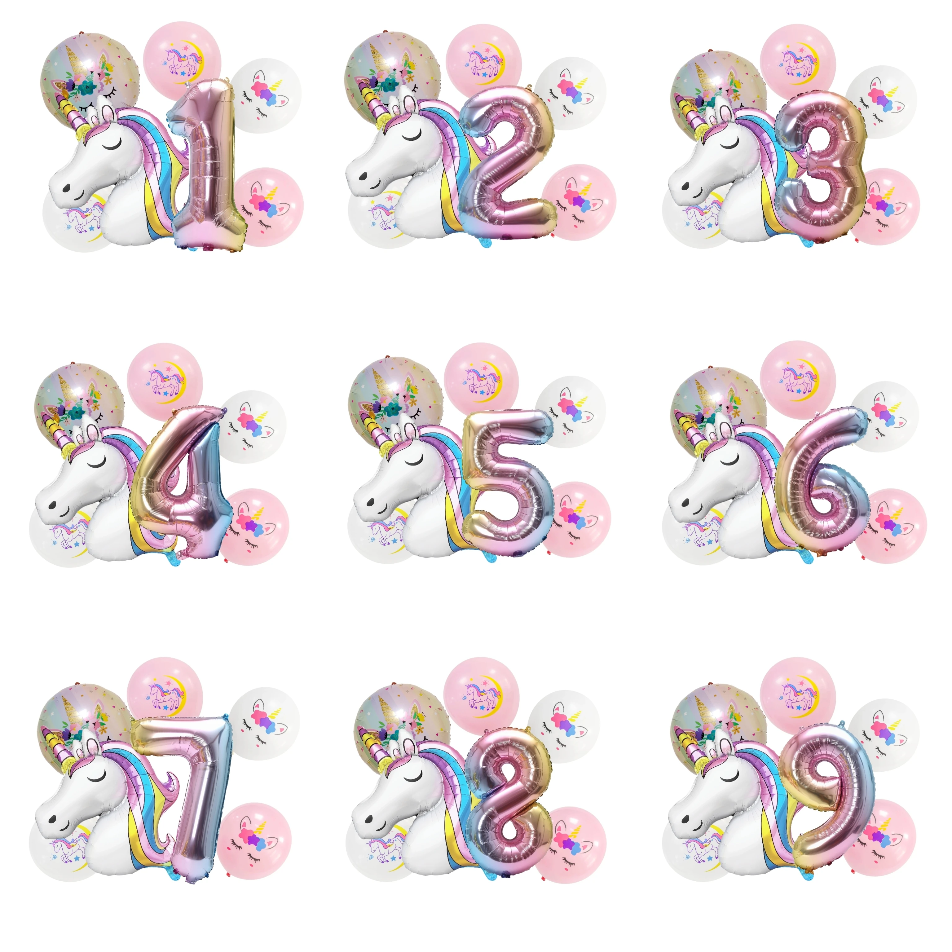 Balony na imprezę Jednorożec Balony foliowe z numerami 1 2 3 4 lata Dekoracja urodzinowa Jednorożec Balony Tęczowy Jednorożec Baby Shower