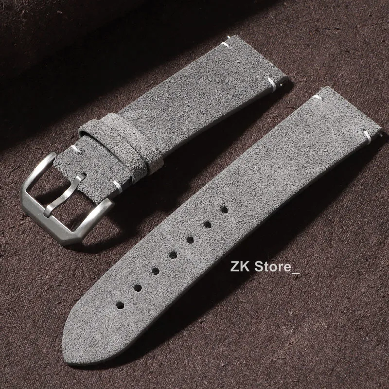 Vintage Suede Leather Watch Straps 20mm 22mm Watchbands 2024 for Smart Watch Metal Pin Clasp Bracelet for Men Watch Accessory