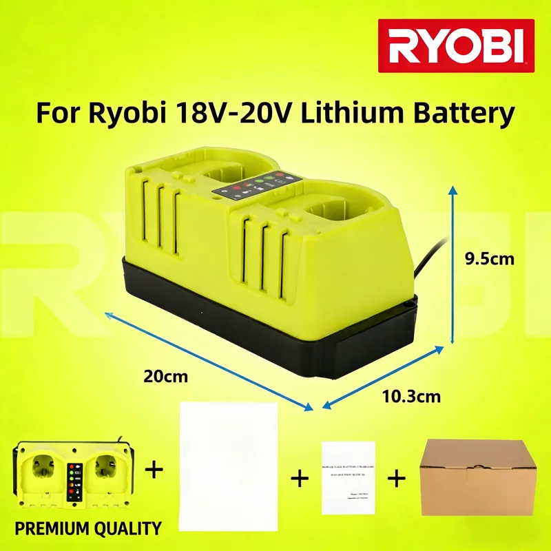 Carregador de Bateria Original Ryobi ONE+ 18V 20V Li-ion Ni-MH Ni-CD P120 P170 P180 P190 1.5A Carregamento Rápido, com Indicador LED