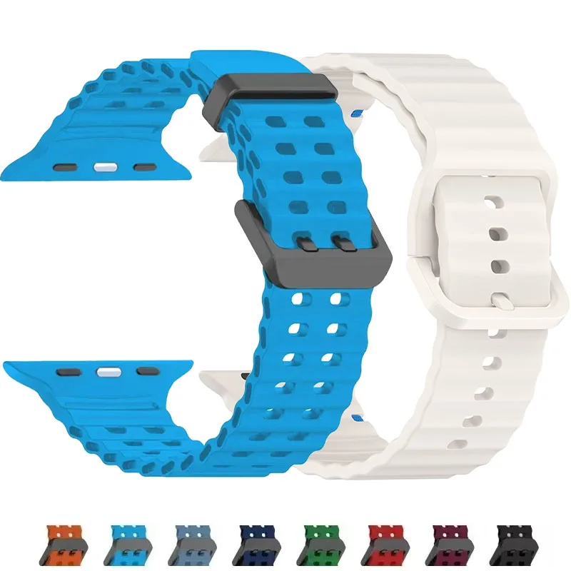Silicone Strap for Apple Watch Ultra 2 49mm 46 45 44 42mm 38mm 41mm 40mm Sport Band for IWatch Series 9 8 7 6 SE 5 4 3 2 Correa