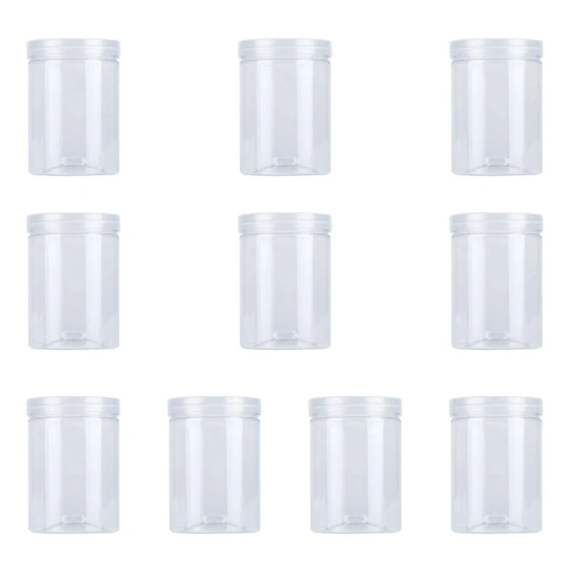 A10G-20 Pcs 500Ml Food Jar Sealed Transparent Plastic Kitchen Can Snacks Containers With Lid For Candy Cookies Scented Tea