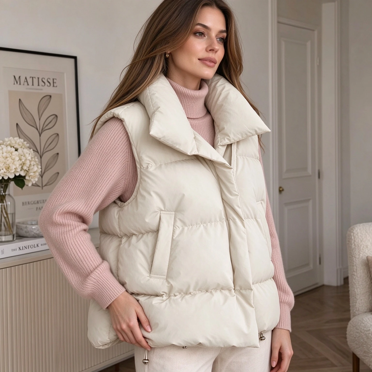 Warm Outerwear Casual Belt Sleeveless Winter Women Vests Jackets Women Fashion Autumn New 2024 Stand Collar Elegant Down Coats