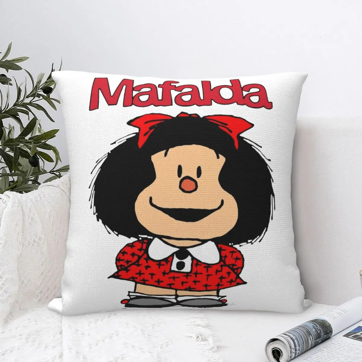 Mafalda Pillowcase Printing Fabric Cushion Cover Decorations Pillow Case Cover Seater Square 40X40cm