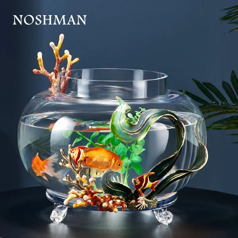 Wholesale Home Decoration Hand Mouth Blown Enamel Large Globe Fish Tank Round Glass Fish Bowl