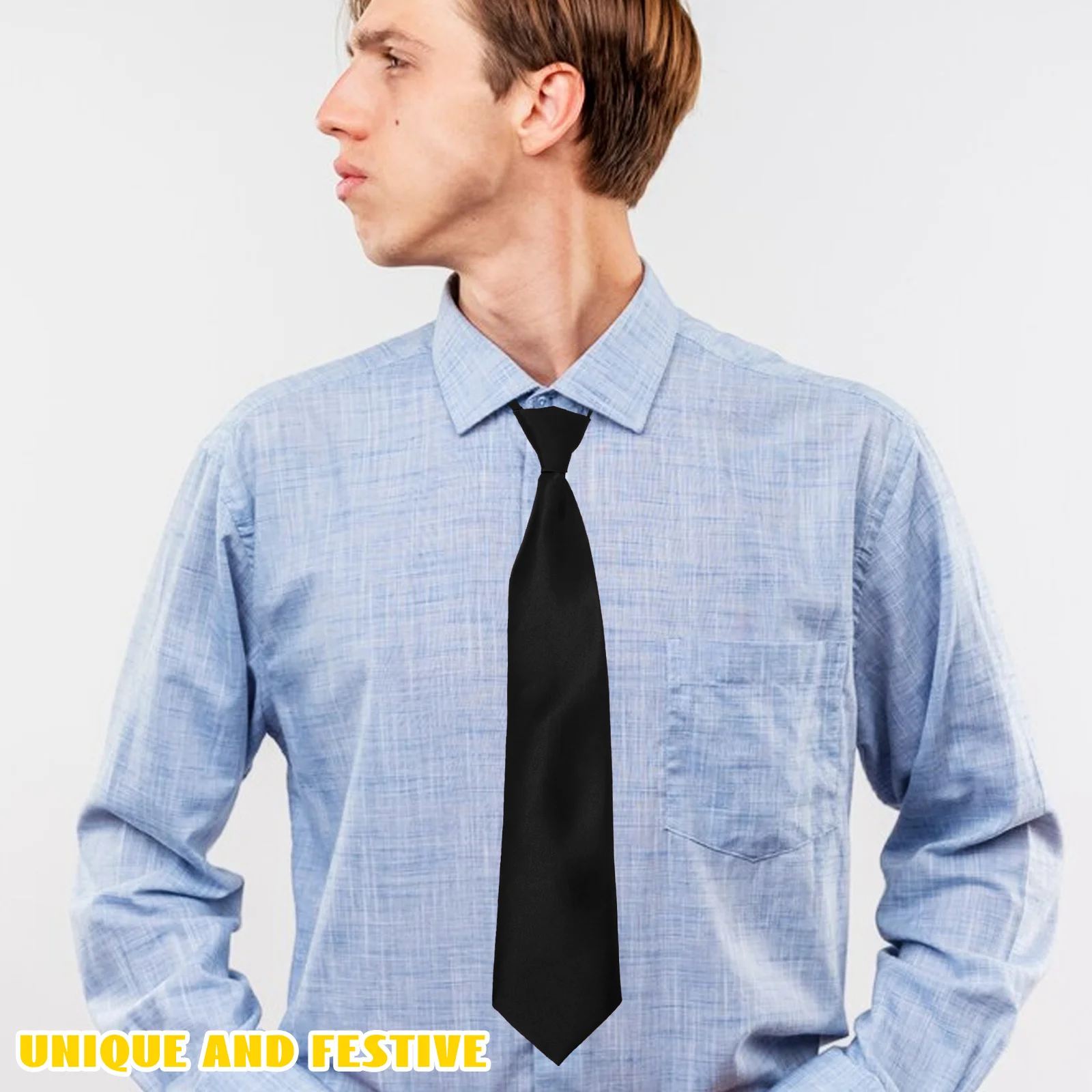 

Solid Color Necktie Lightweight Required Uniform Necktie For Men Women Festival Cosplay Prop Role Play Outfit Accessory
