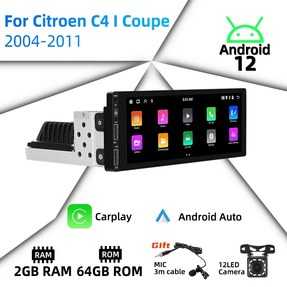 Android Radio for Citroen C4 I Coupe 2004-2011 Car Multimedia Android Auto Stereo 1 Din 6.86