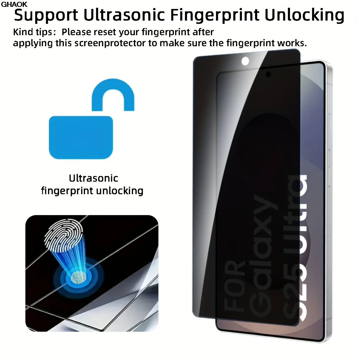 3Pcs NEUE Privatsphäre Screen Protector Für Samsung Galaxy S24 S25 Plus S25 Ultra S25 Rand Fingerprint Entsperren Anti-spion gehärtetem Glas