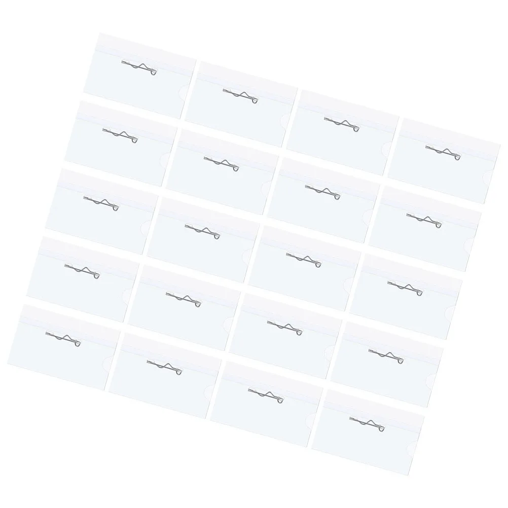 

1 set Id Name Tags With Pins Horizontal Plastic Badge Holder Clear Sleeve Card Insert Multi-Functional Pvc Name Badge Holder For