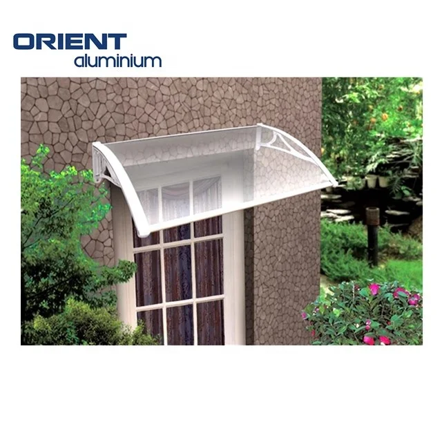 Polycarbonate Rain Shelter Door Canopy PV Plastic Window Awning with Aluminum Structure Support
