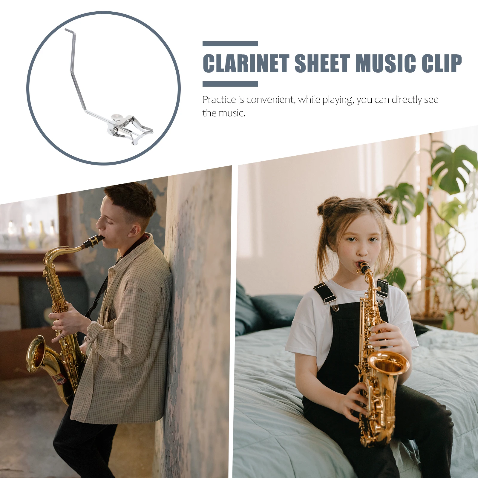 

Marching Horn Book Rack Clamp Metal Plated Score Clip Brass Instrument Paper Holder Stand