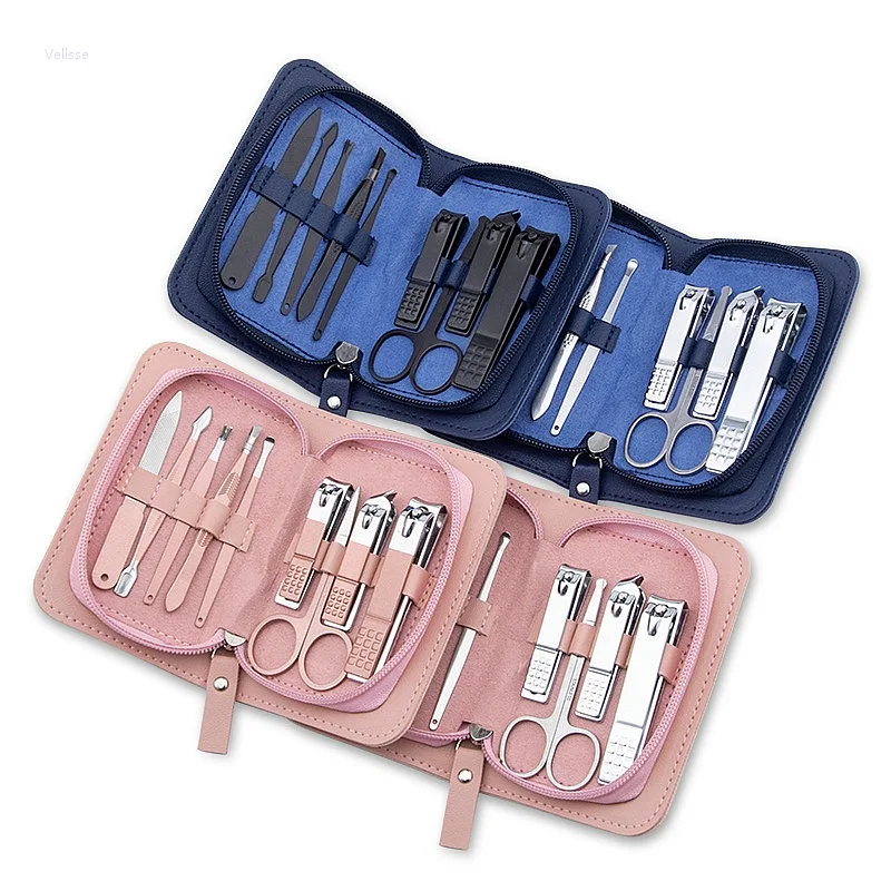10PCS Stainless Steel Complete Manicure Pedicure Tool Set Nail Clipper Nail Cutter Cuticle Scissors Foot File Grooming Gift Box