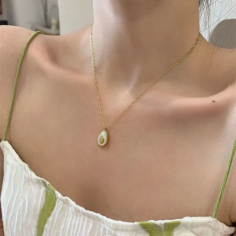 316L Stainless Steel High Sense Light Luxury French Shell Avocado Ladies Necklace & Pendant Fashion Exquisite Fashion Jewelry