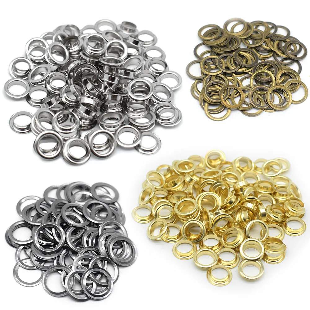 100 Sets Metal Eyelets Grommet LeatherCraft Shoses Belt 3.5-14mm Scrapbooking Eyelet for Sewing Clothes Accessories Wholesale